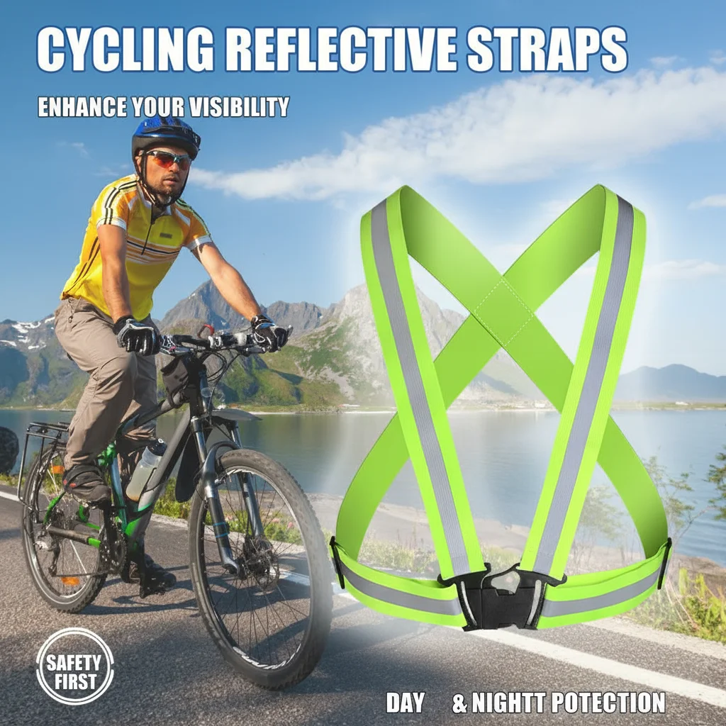 High Elasticity Reflective Vest for Outdoor Cycling - Adjustable Shoulder Straps Cycling Sports Vest Visible Reflectivity for