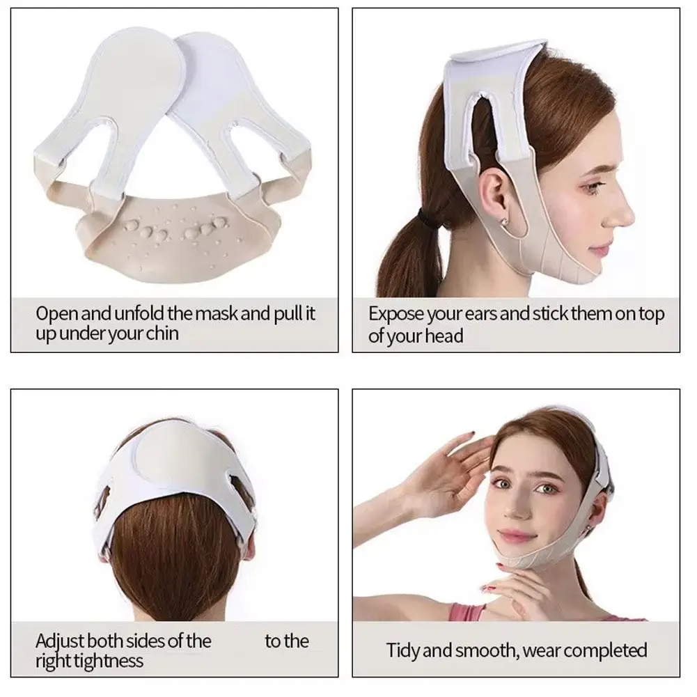 SiliconeV Face Bandage, Lifting du ruisseau, Joue élastique, Outil de ligne en V, Ceinture amincissante pour le cou, Bandage de forme de soin, Haut de gamme, Nouveau, R5V3