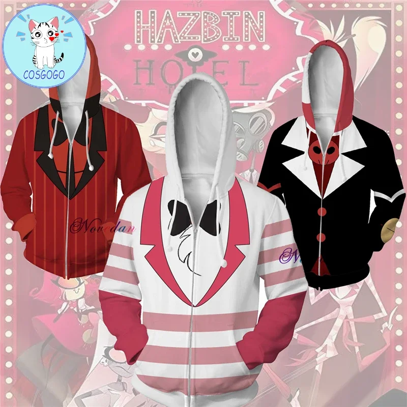 Alastor Hazbin Cosplay Hotel Hoodie Sweatshirt Mimzy Dust Angel Halloween Christmas Hoodie Men Women Jacket Cosplay Costume