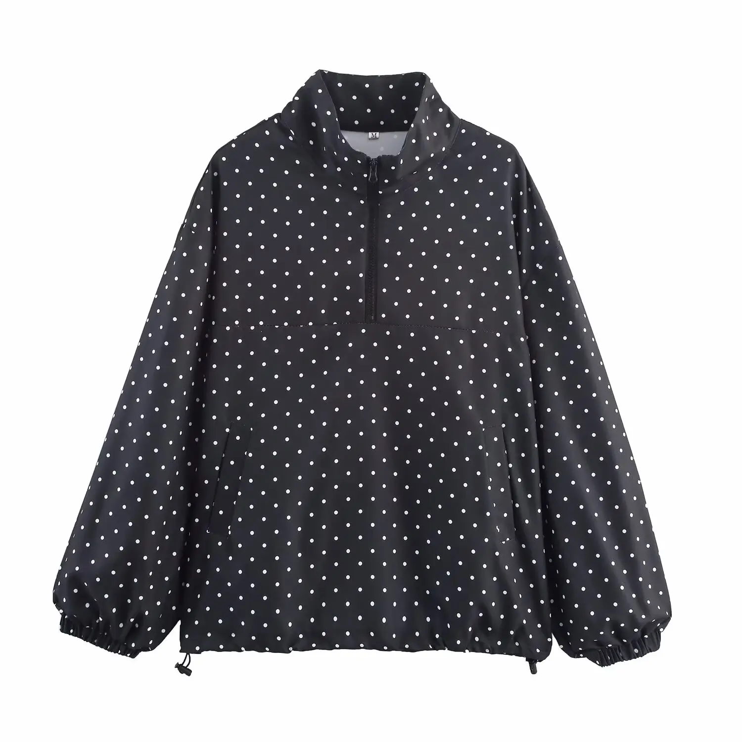 

Topenomi Polka Dot Print Half Zipper Stand Collar Coats Women 2025 Autumn Fashion Long Sleeve Jackets Casual Versatile Tops INS