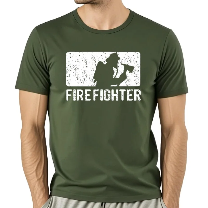 Camiseta de regalo de bombero pour hombre, camisa de manga corta de coton con cuello rond, amusant