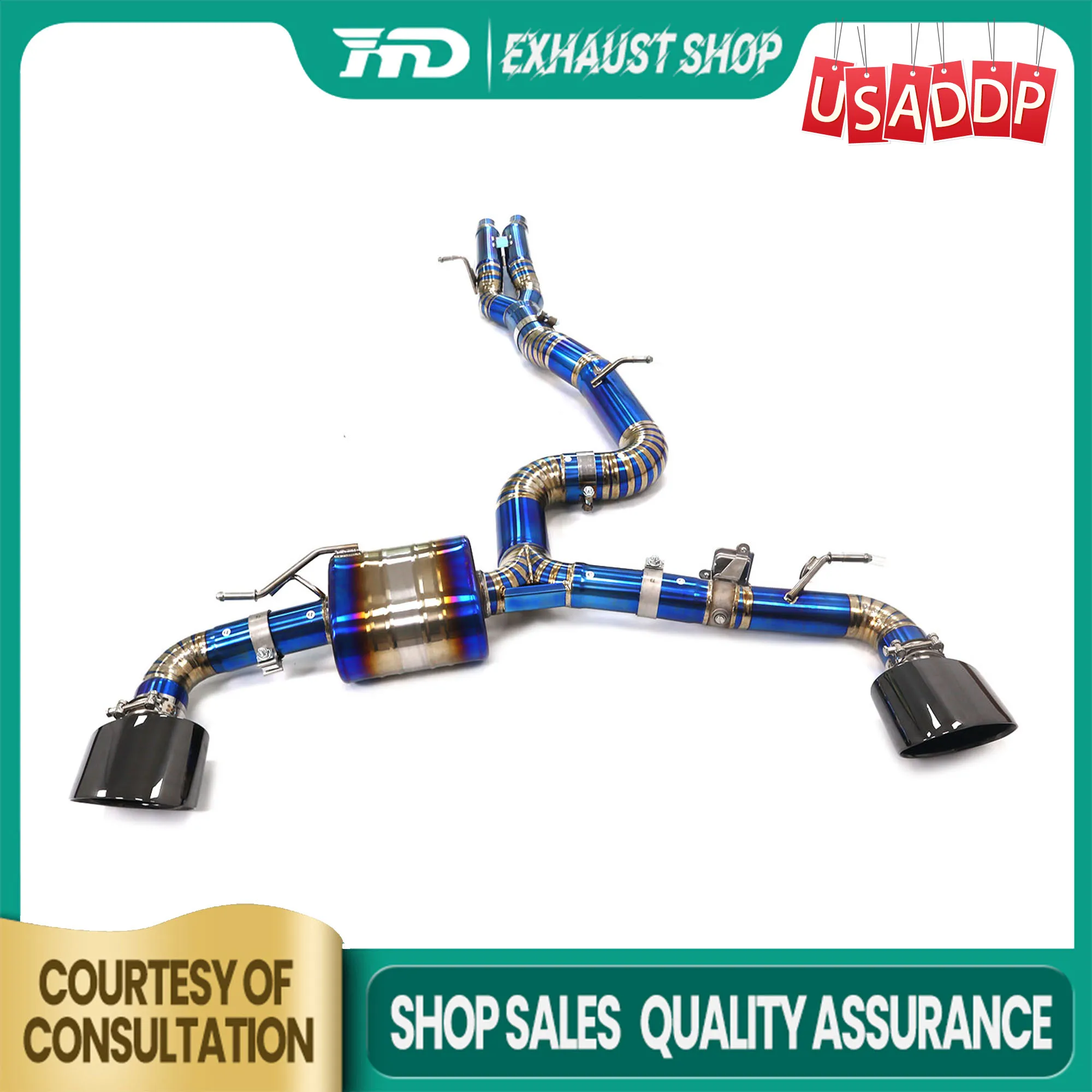 

Exhaust system Ti for Audi TTRS 8S 2.5T Catback OEM Valve Replacement installation Muffler black Tips