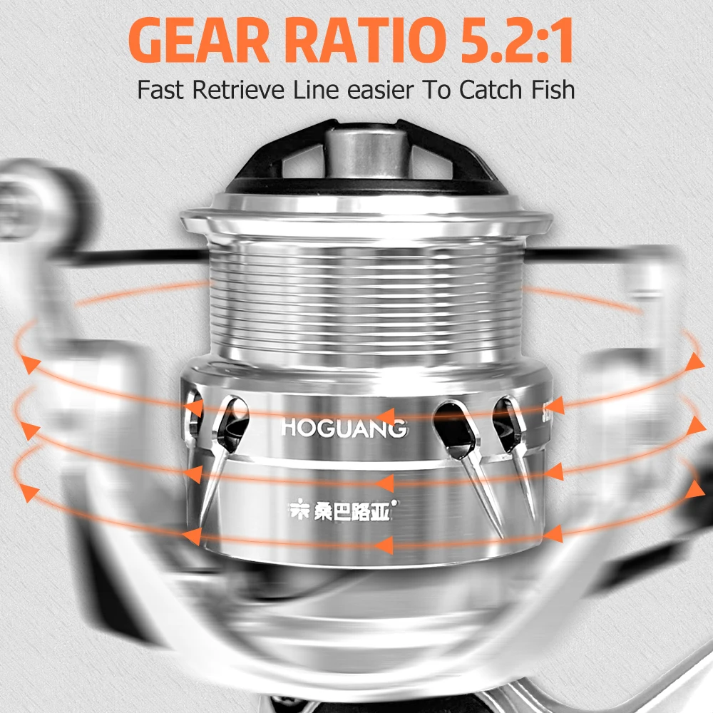 ZUKIBO New Fishing Reel, Max Drag 4KG Right/left Inter-Changeable Handle Spinning Reel Gear 5.2:1 Ratio High Speed Fishing Reel