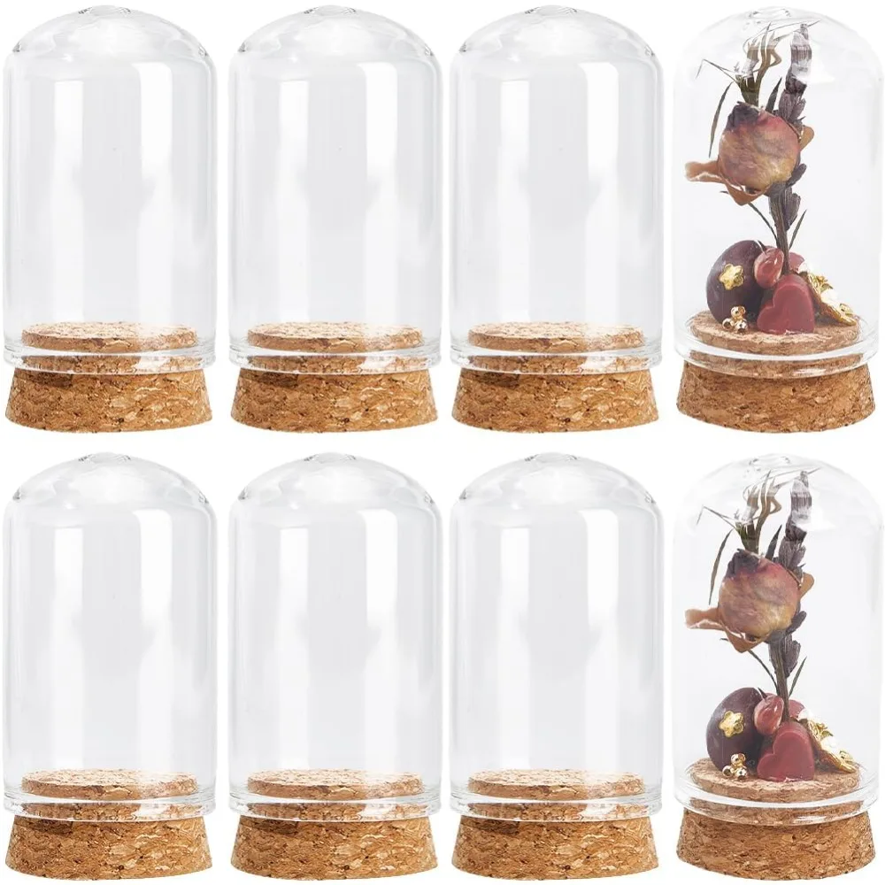 12Pcs Mini Glass Dome Cover 30x50mm Mini Jar Glass Display Dome Glass Bell Jar with Cork Base Mini Cloche Small