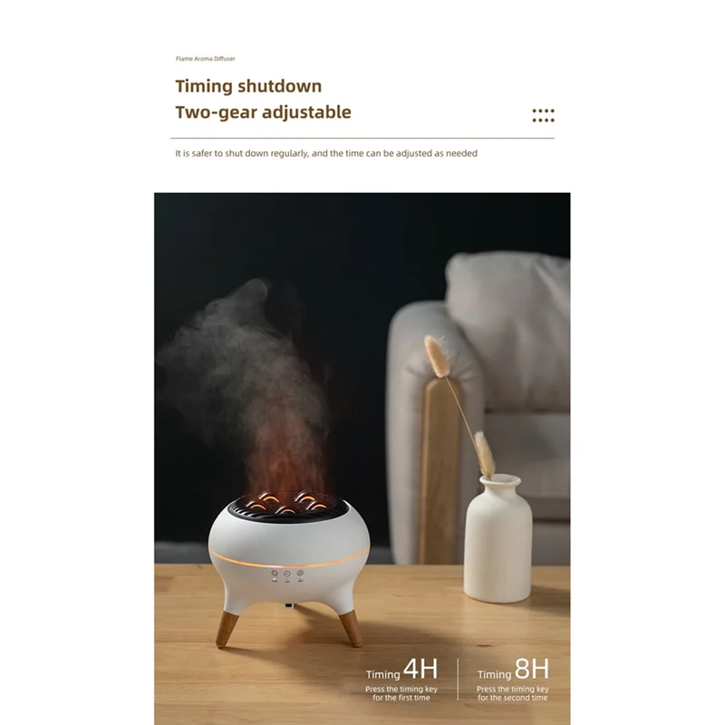 A59E-Essential Oil Diffuser 350Ml Cool Mist Diffuser HumidifierเปลวไฟและVolcano Waterless Auto-OffสําหรับHome