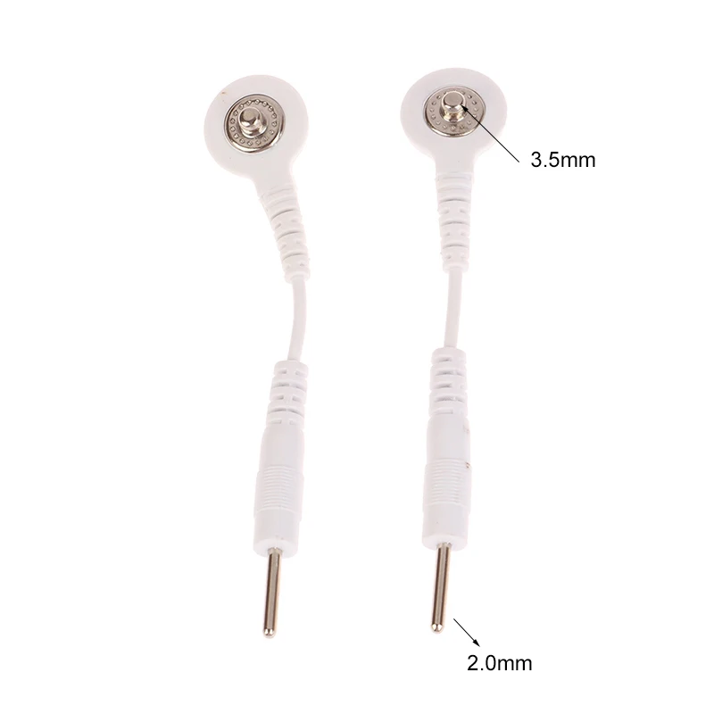 Câbles de connexion pour électrodes, 2 pièces, prise 2.0mm, connecteur mâle 3.5mm, pour appareil de massage Tens/EMS