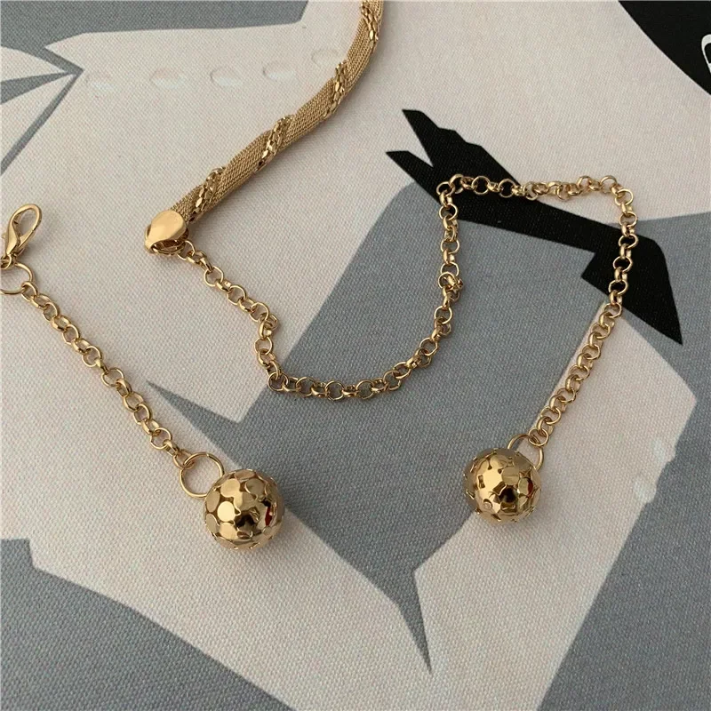 Fashion Gold Metal Waist Chain Belt Women Girls Adjustable Tassel Ball Chain Belts Straps Dress Jeans Waistbands Accessories