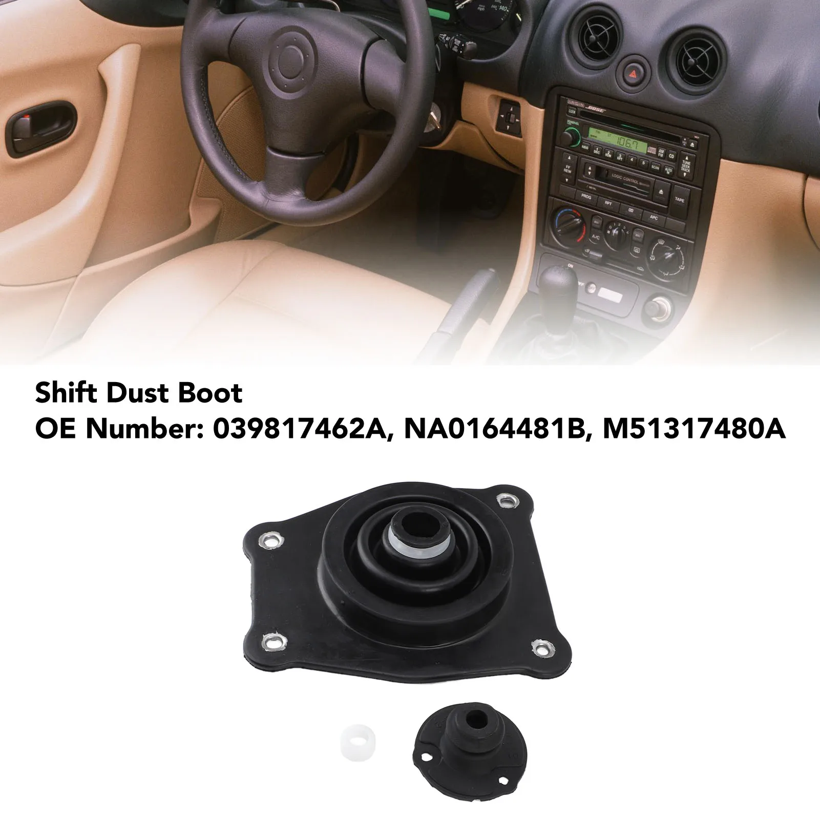 Change Lever Boot 039817462A Lower Shifter Dust Boot Gear Lever  Boot Replacement for  MX5 MX‑5 Miata NA0164481B