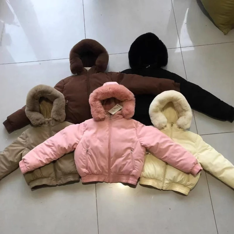 Trend Women's Winter Jacket Fleece Lined Fur Collar Hooded Warm Parka Short Coat Zipper Long Sleeve Windproof Outerwear New