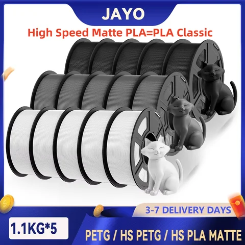 Jayo 3d petg/alta velocidade fosco petg/pla filamento de impressora clássica 1.75mm filamento de impressora 3d 5.5kg ordenadamente ferida petg para 3d