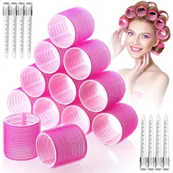 16PCS/24PCS Roller Magic Curler Natural Curling No Heat Hair Bangs Volume Self-adhesive Hook & Loop DIY Hair Styling Tools