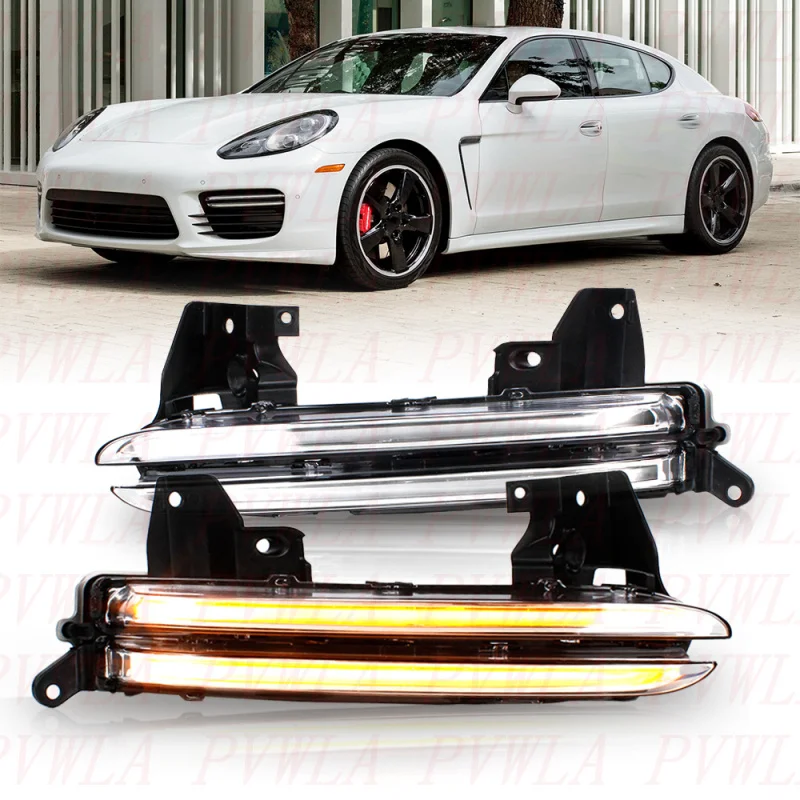 

For Porsche Panamera GTS 2014 2015 2016 2017 97063108352 97063108452 1 Pair Front LED DRL Daytime Running Light Turn Lamp