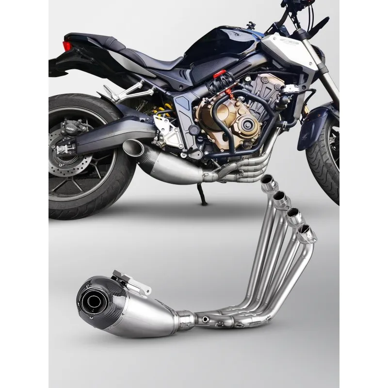 Full-Size Custom Motorcycle ExhaustSuitable For  CB 650R Modified Front/full Exhaust Pipe, Stainless Steel Exhaust 19-22 Ye
