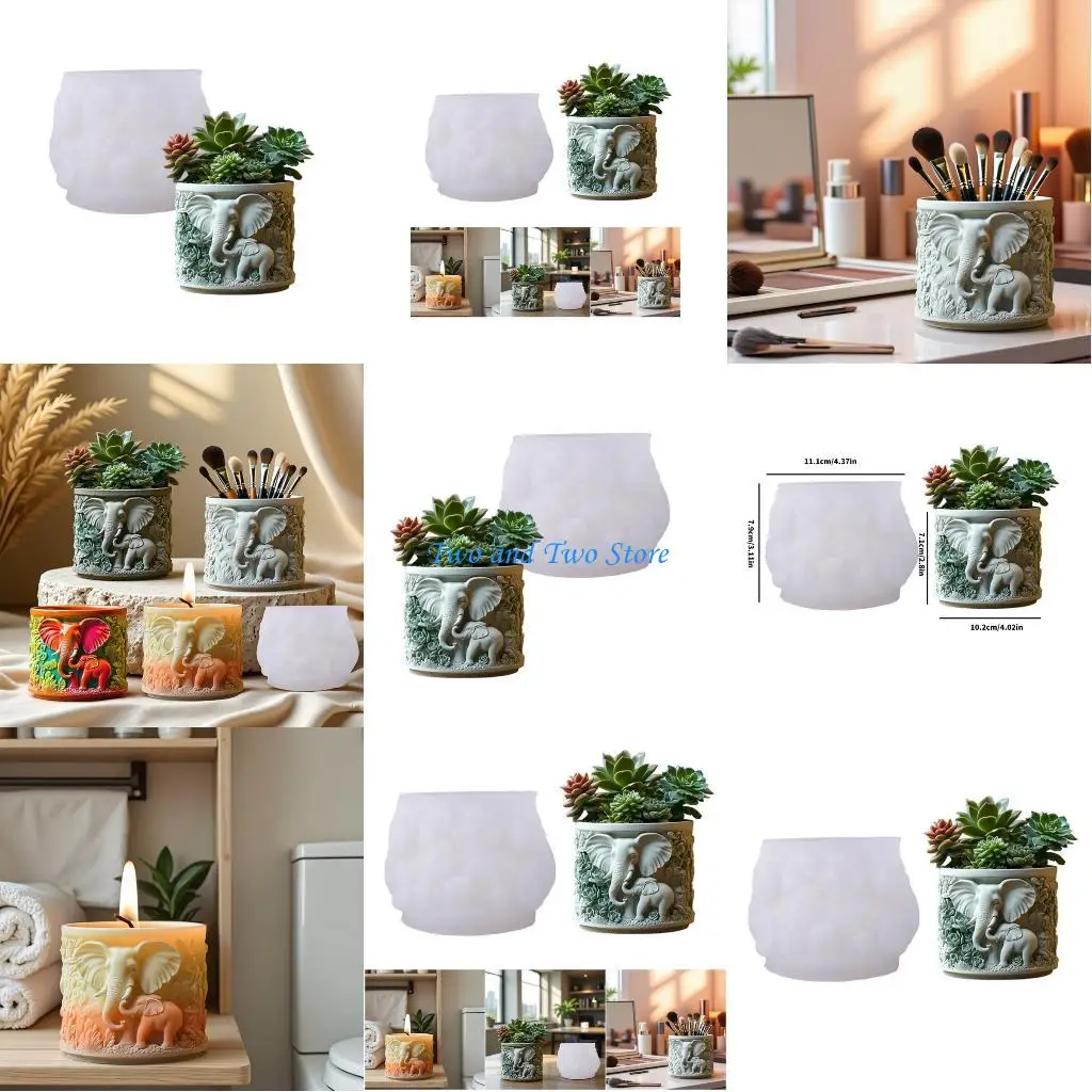 

Hx6f Слон Силиконовая плесень силиконовая плесень, подходящая для подсвечника для украшений смол и сочного плантатора