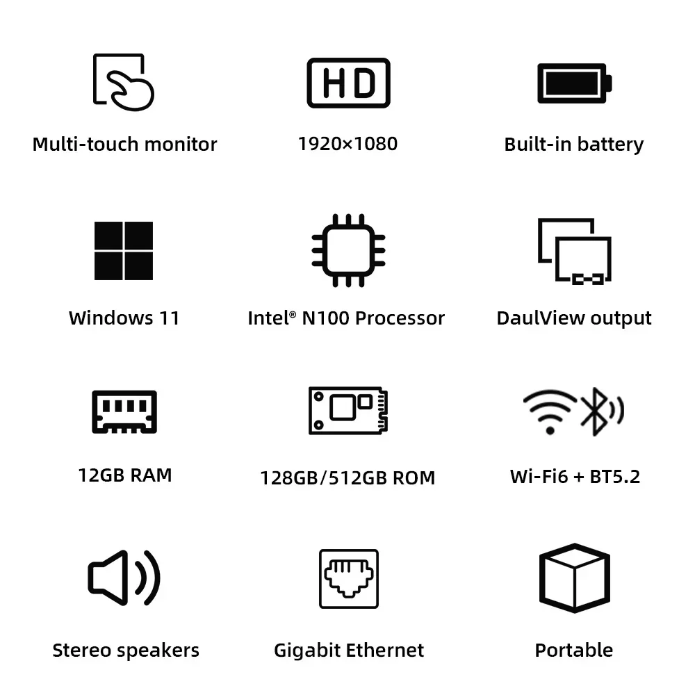 SZBOX JX5 Pocket Mini PC 5.5 بوصة تعمل باللمس الكمبيوتر اللوحي Intel Alder Lake N100 Windows 11 12GB 128GB Wifi6 BT5.2 ألعاب الكمبيوتر الصغير
