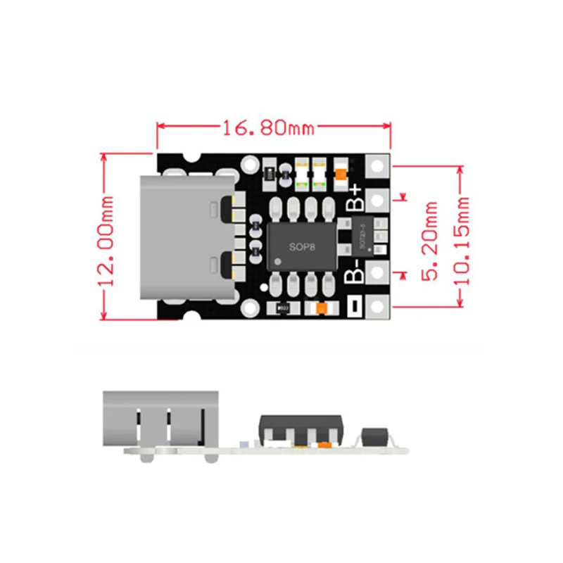 TP4057 وحدة شاحن بطارية ليثيوم صغيرة 1A مع حماية 5 فولت USB-C 4.2 فولت/4.35 فولت اختياري لـ 18650 ليثيوم أيون ليثيوم بوليمر #6
