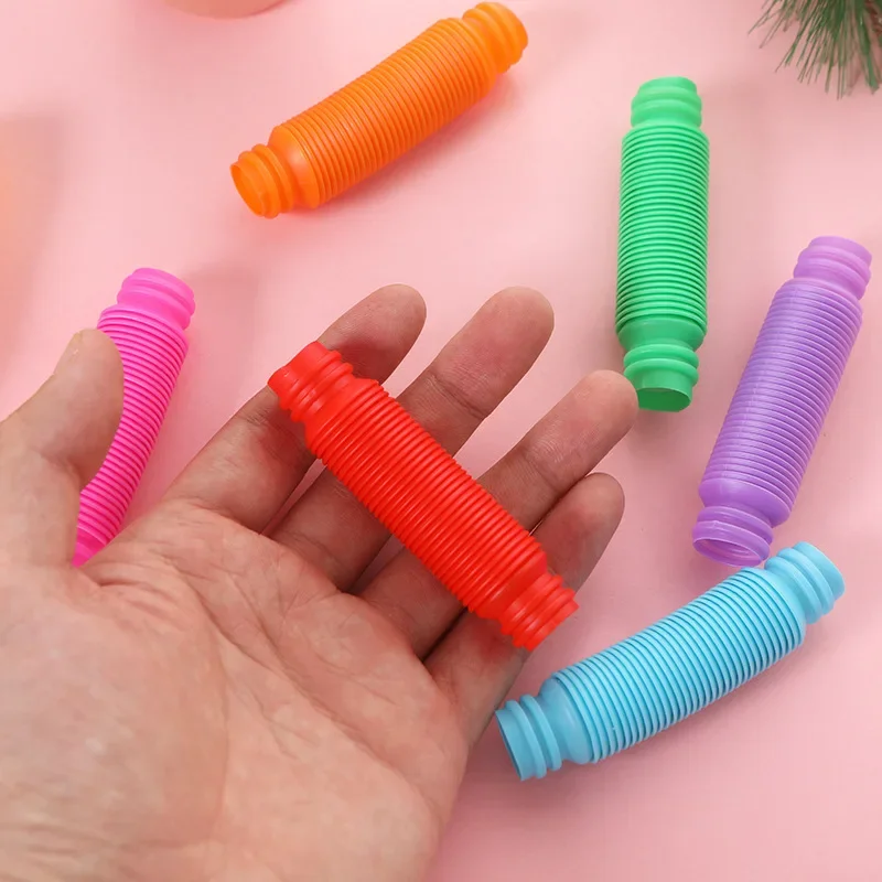 Folding Plastic Stretch Pipe Decompression Toys for Children, Colorful Sensory Stress Relief Tube, Early Development Present