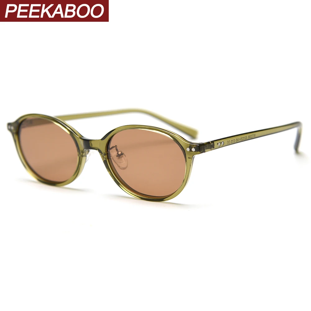 

Peekaboo vintage small frame sunglasses oval female korean style TR90 polarized sun glasses retro men ultralight grey black
