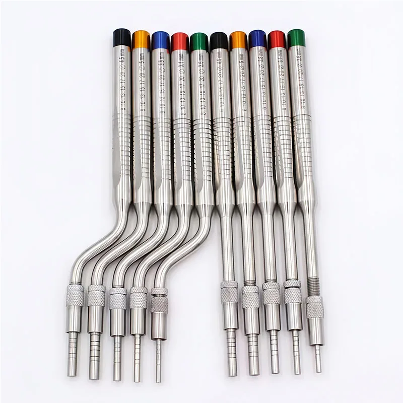 5Pcs/set Dental Maxillary Sinus Elevation Instruments Straight/Curved Handle Dental Implant Tools Bone Compressor Osteotome Kits