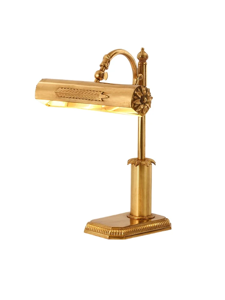 

Медная настольная лампа класса люкс, для спальни, кабинета, прикроватная, для гостиной, в европейском ретро-стиле, атмосферная