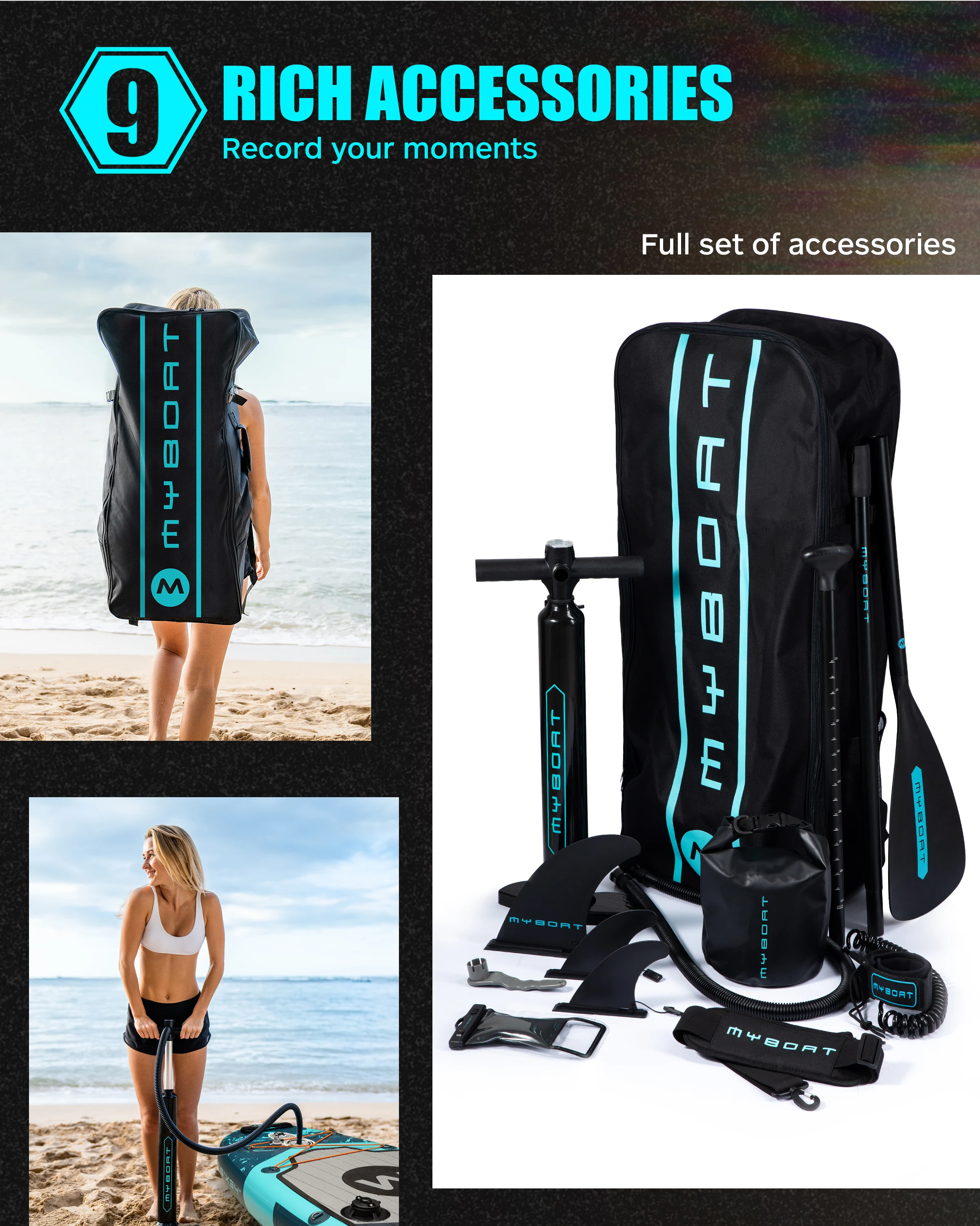 Myboat Extra Wide Inflatable Paddle Board 11\'6\'\'x34\'\'x6\'\'Adult Standing Style Aquatic Travel With Premium Accessories SUP Board