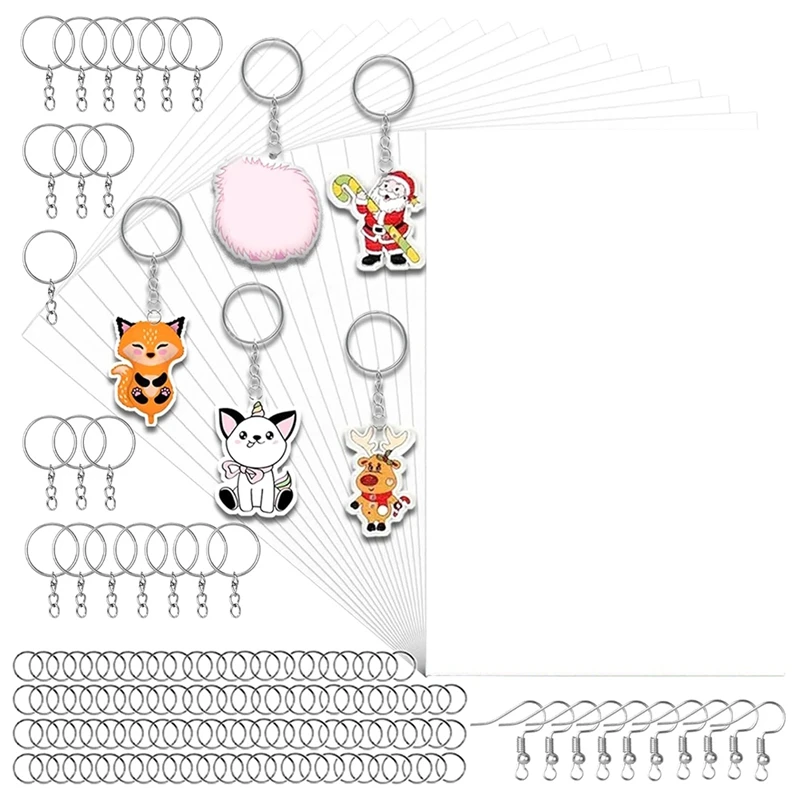 

151PCS Shrinkydink Sheets Kit, Shrinkydink Keychain Kit Plastic Sheet Film Sheets Kit Suitable For DIY / Ring / Craft