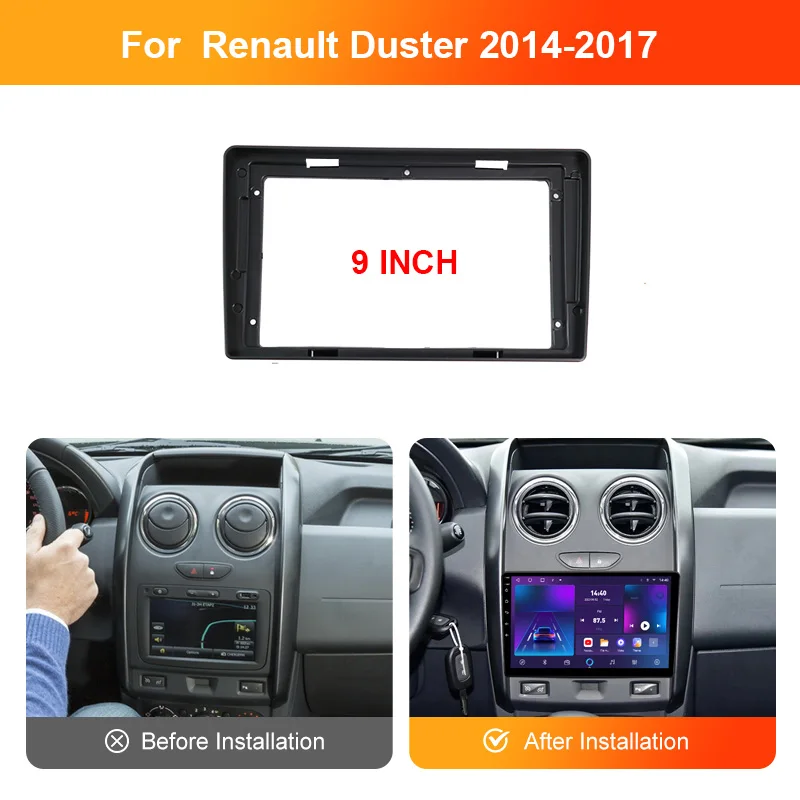 Picture 3: For RENAULT DUSTER 2012-2018 9/10.1 inch Car Radio Android MP5 Player Casing Panel Frame Fascia Stereo Dash Cover