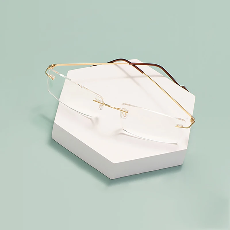 Colorful Rimless Superfine Eyeglasses Men Women Metal Rectangular Optical Glasses Frame For Medical Optical Prescription Lenses