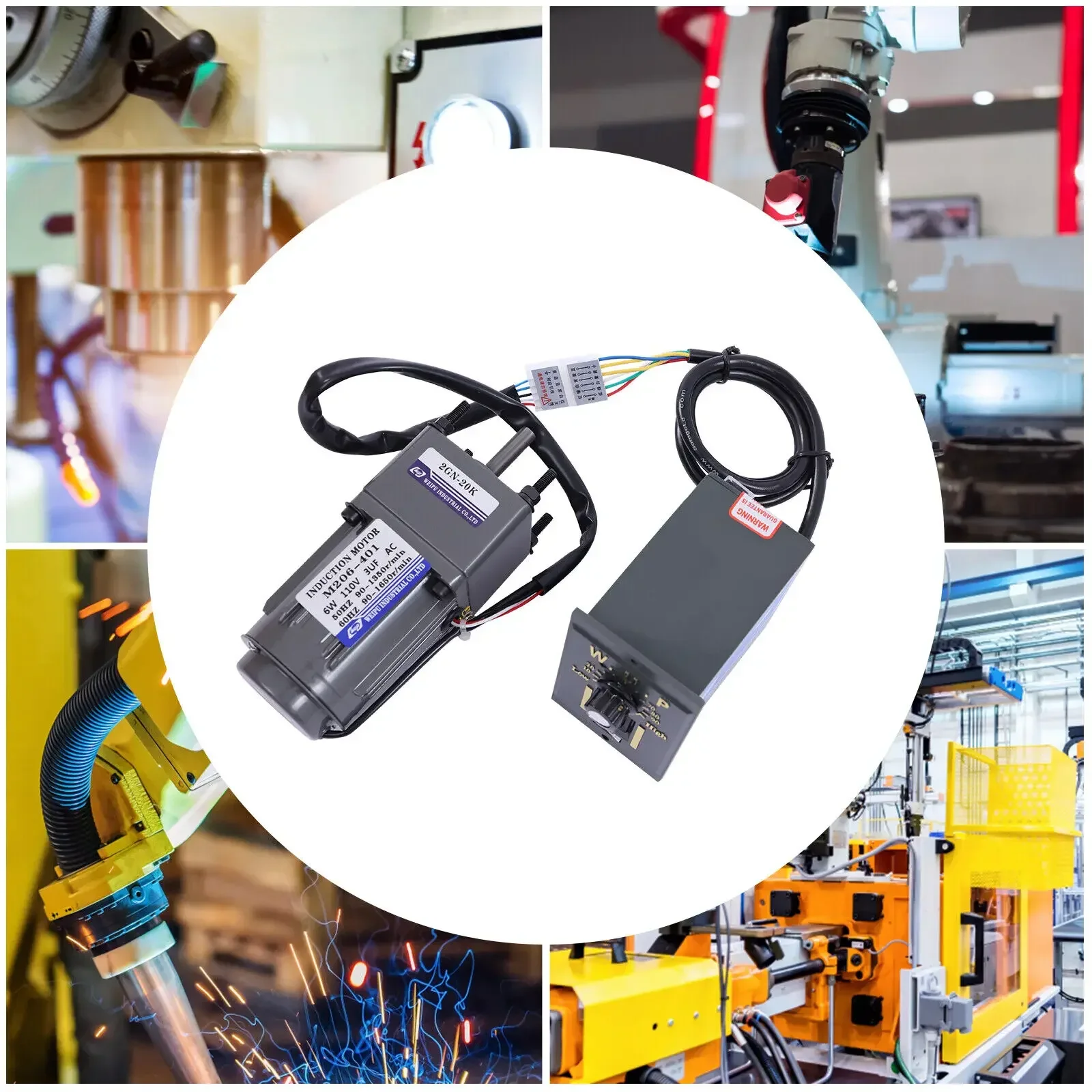 

110V Gear Motor Speed Controller Adjustable 0-68RPM 20K Reduction Ratio Industrial Use