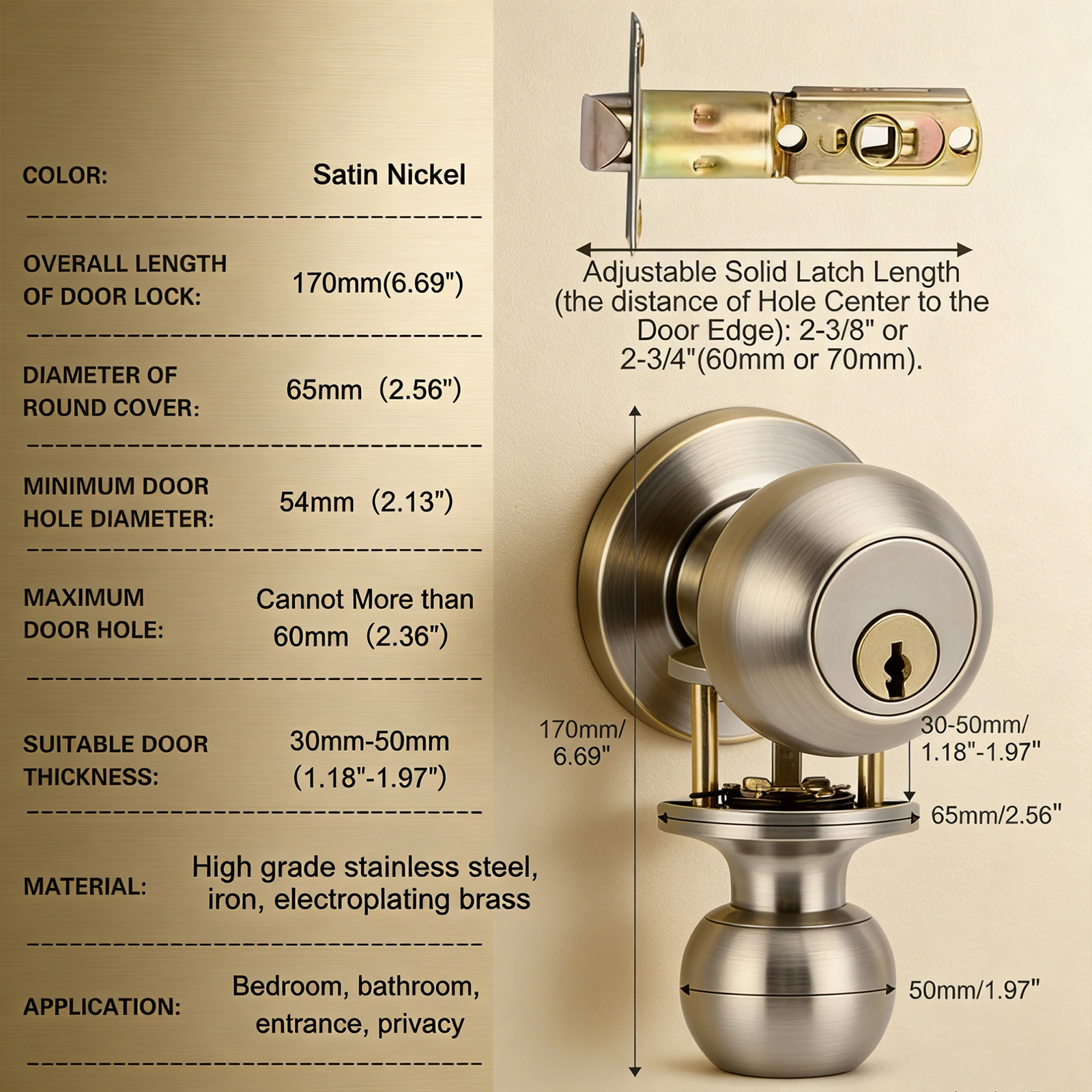 Keyed Entry Door Knob with Loc - Cabinet Knob Round 评论和价格