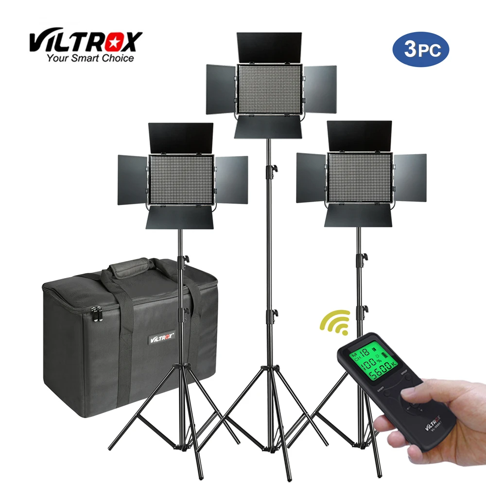Viltrox VL-D85T 3PCS Video LED Light Studio Bi-color Slim Dimmable Lamp + 3x75