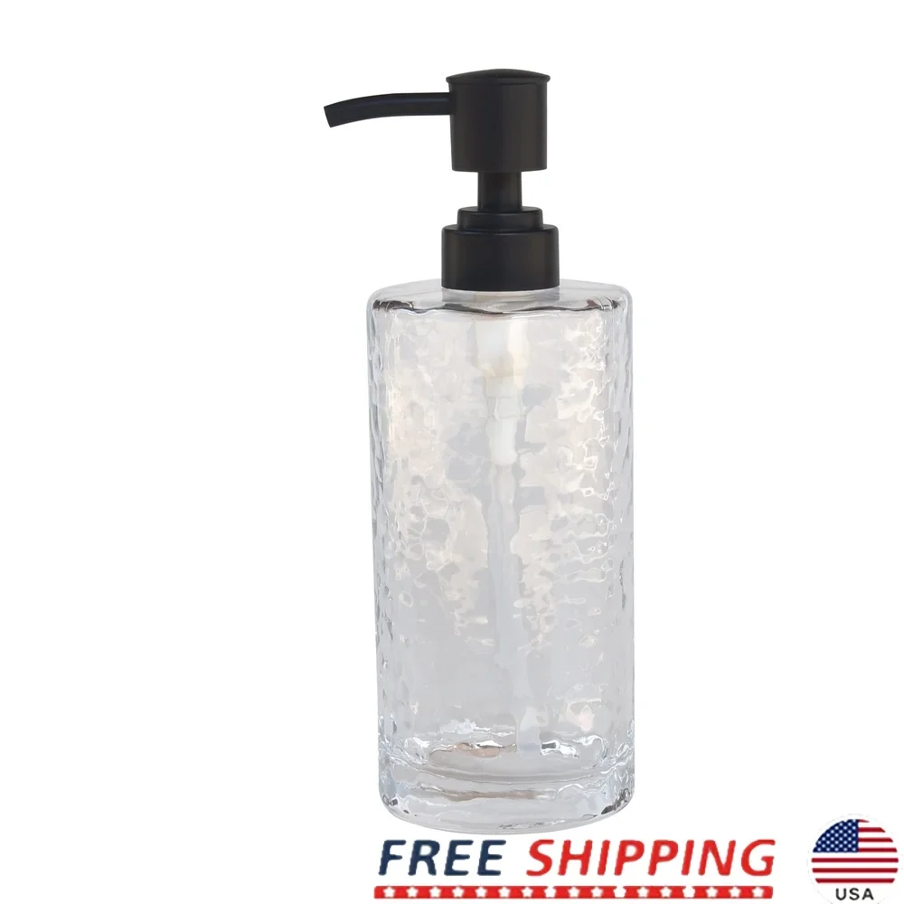 

Hammered Glass Soap Pump Bottle Elegant Bathroom Design Liquid Dispenser Heavy Duty Clear Glass Home Accessory Stylish Storage