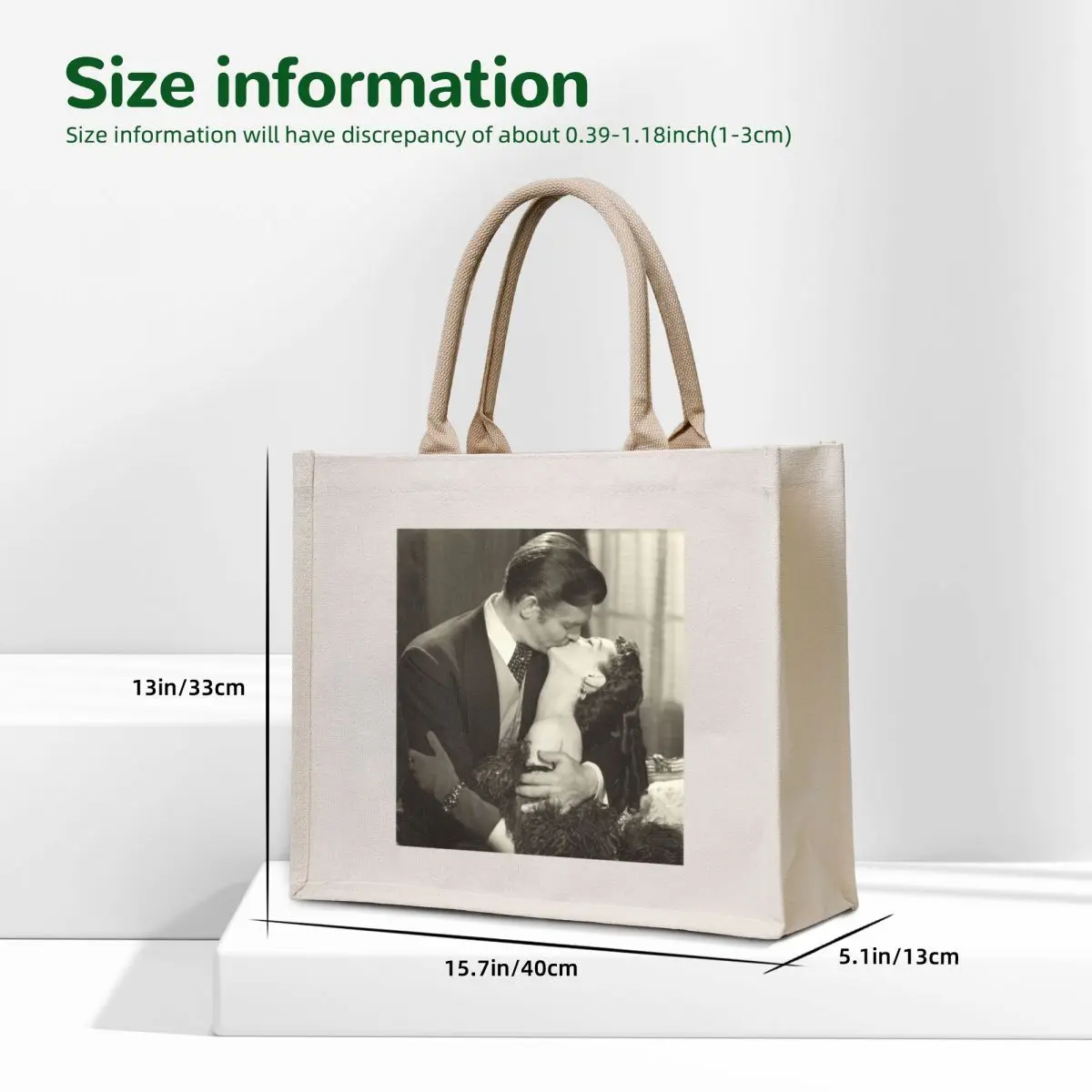 Gone With The Wind Kiss Photo Tote Bag reusable shopping bags tote bag men's Big bag women