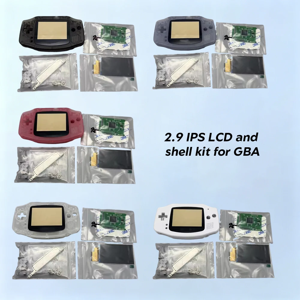 

GBA IPS LCD No Cut Shell Required Easy To Install 2.9 "IPS High Brightness LCD and Shell Kit for Gameboy Advance GBA