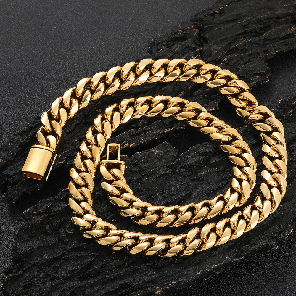 NY Hip Hop Jewelry Miami Cuban Link Chain for Men Women Stainless Steel Curb Necklace Cool 8/10/12/14mm Chains