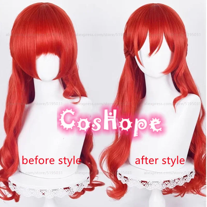 Himeko Cosplay Wig 66cm Long Curly Wig Red Wig Cosplay Anime Cosplay Wigs Heat Resistant Synthetic Wigs