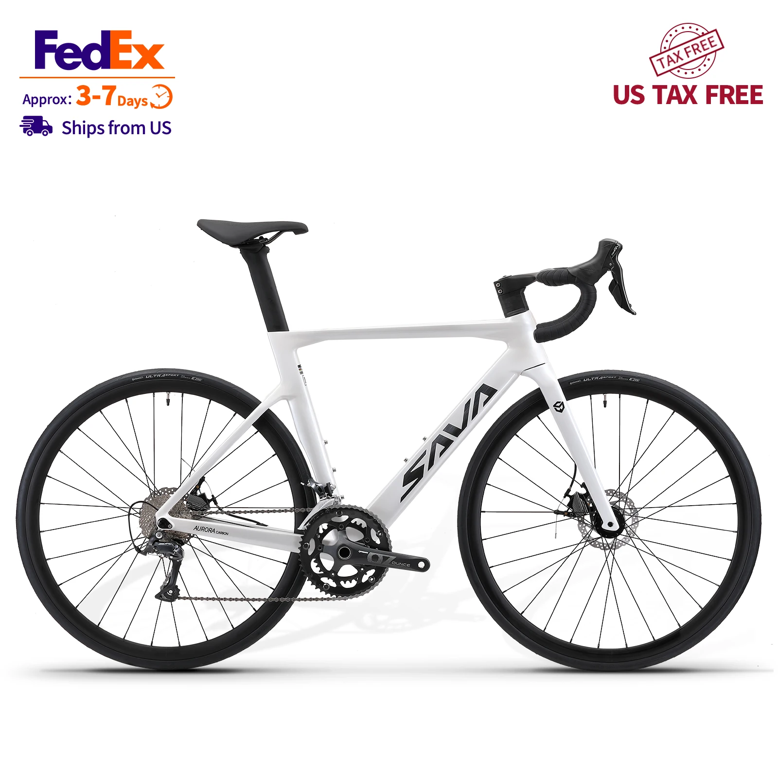 

Ships from US SAVA Carbon Fiber Road Bike R08 SHIMAN0 SORA R3000 18Speed Aluminum Wheels Dual Disc Brakes 9.6kg