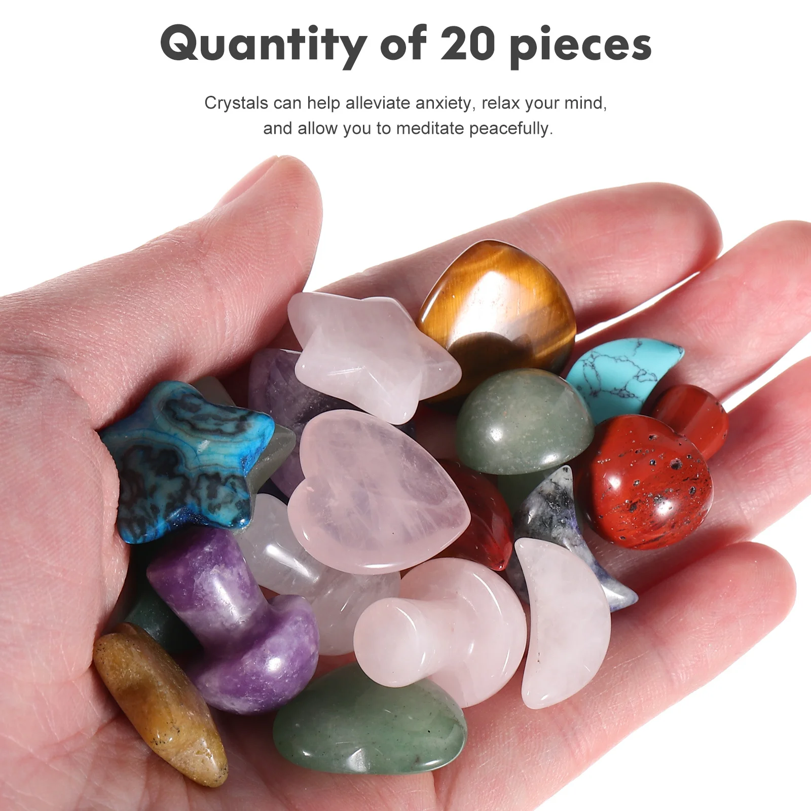

20Pcs Crystal Stones Star Mushroom Shape Small Decorative Pieces for Jewelry Making Divination Decor Gift