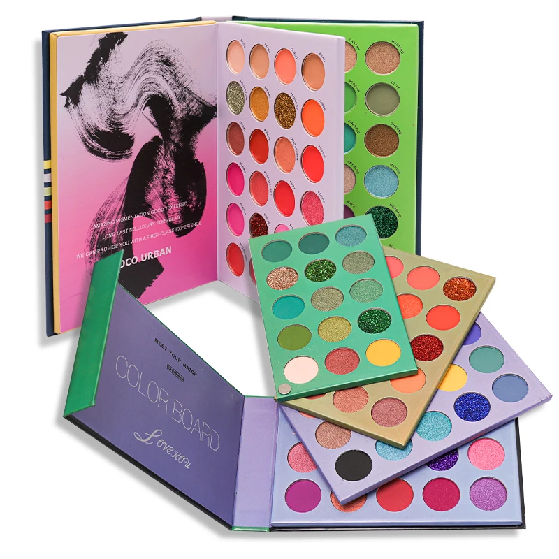 Maquillaje de ojos de 72 colores, paleta de sombra de ojos resistente al agua, brillo, polvo pigmentado mate, brillo prensado, sombra de ojos cosmética de 60 colores