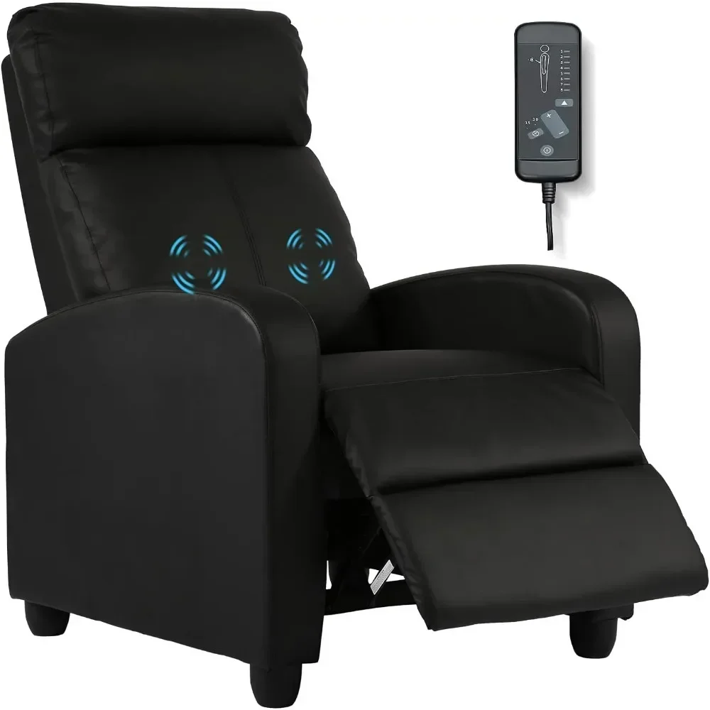 Massage Recliner Chair, Padded Wide Seat Sofa Wingback Single Sofa with Footrest PU Leather for Living Room Home Theater, Chair