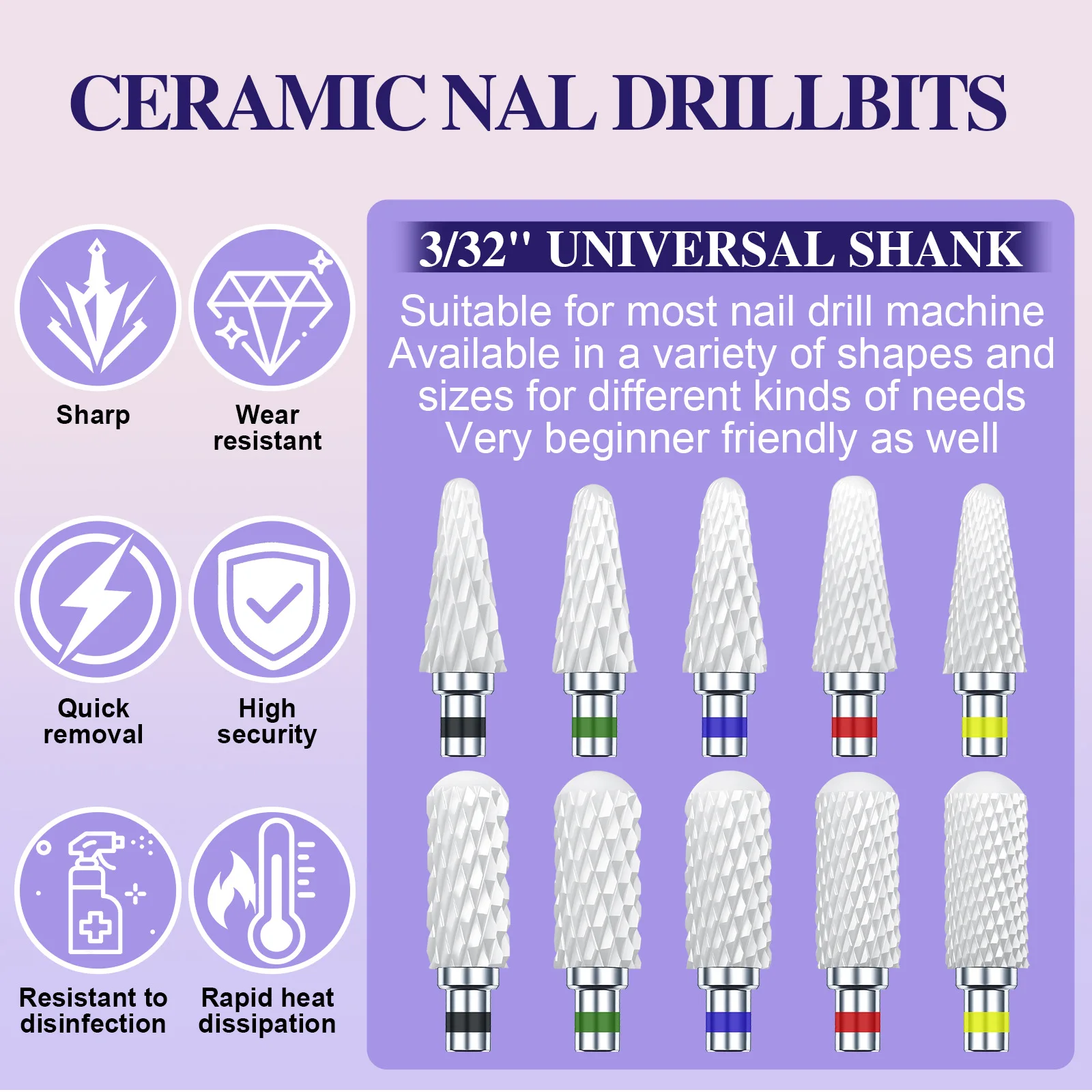 1개 세라믹 네일 드릴 비트, 불꽃 모양 커터, 매니큐어용 전동 페디큐어 네일 비트, 젤 폴리쉬 제거용 파일, 버 네일 액세서리