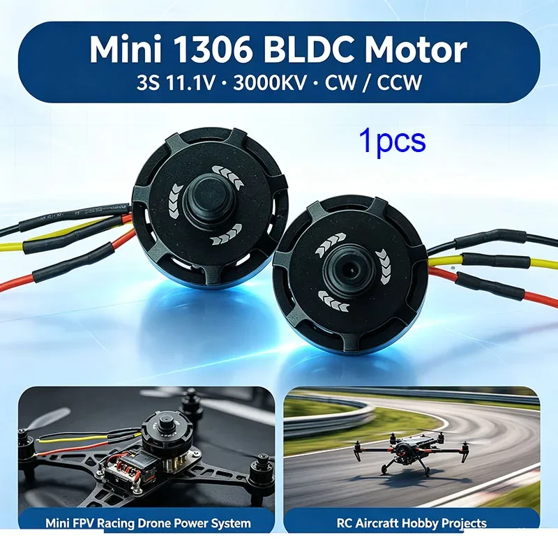 Mini 3S BLOC 1306 3-Phase Brushless Motor 11.1V 3000KV High Speed CW CCW Engine for Multi-Axis UAV Aircraft Drone