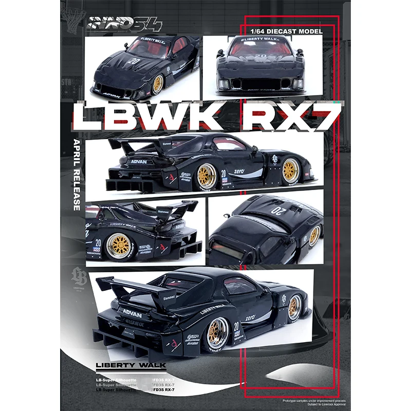 INNO In Stock 1:64 LBWK RX7 FD3S Super Silhouette Black Zero Diecast Diorama Car Model Collection Miniature Toys