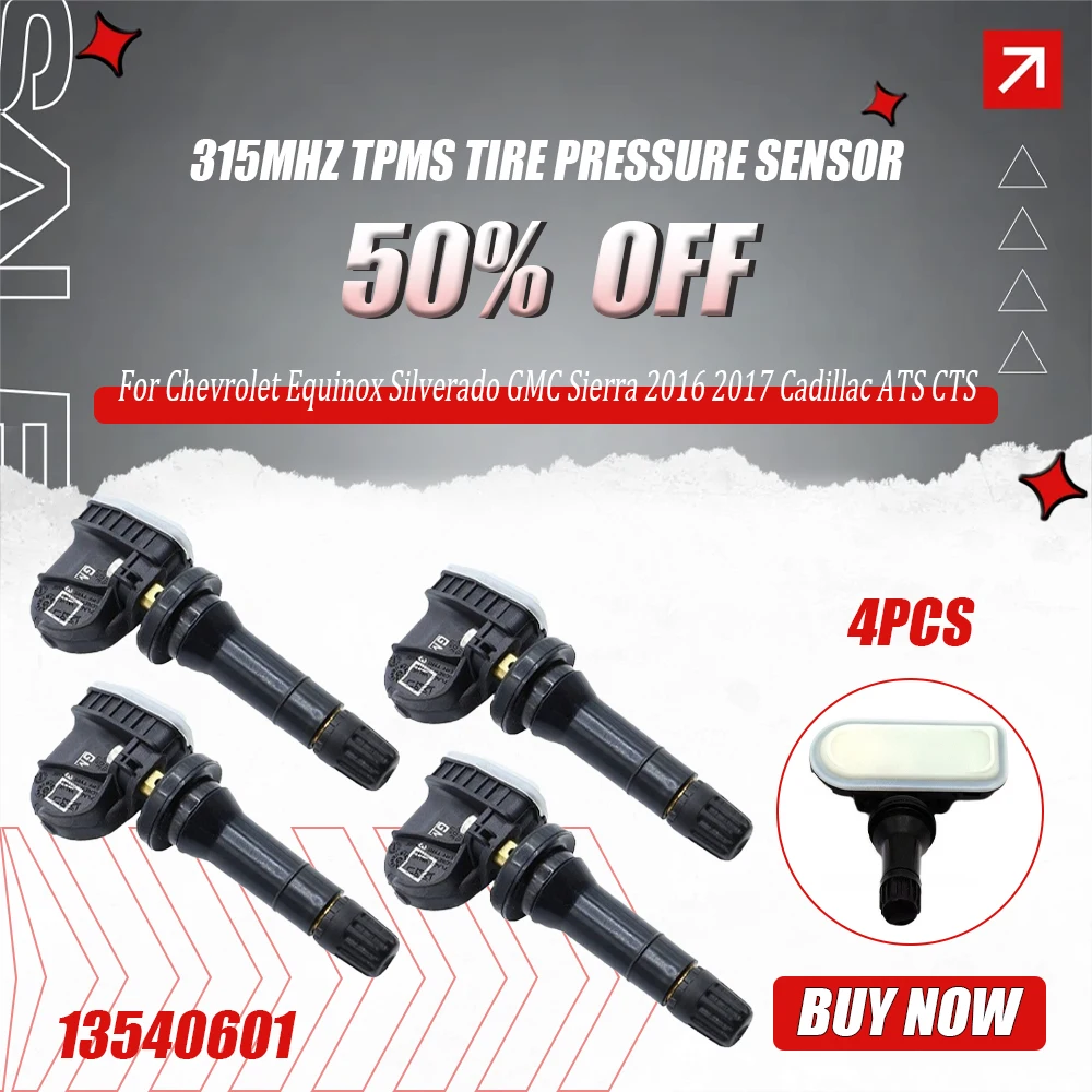 

4 шт., 315 МГц, датчик давления в шинах TPMS 13540601 для Chevrolet Equinox Silverado GMC Sierra 2016 2017 Cadillac ATS CTS