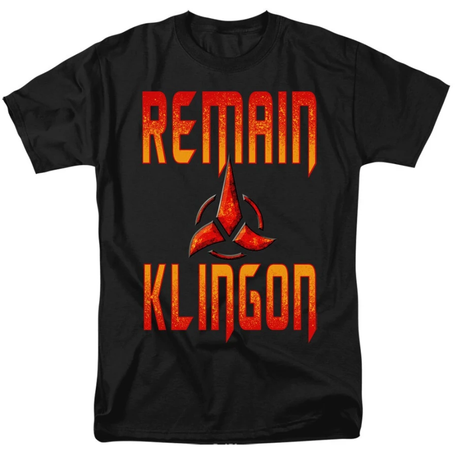 Star Trek Remain Klingon Black Shirts Men Women Streetwear Oversized Loose Casual Summer