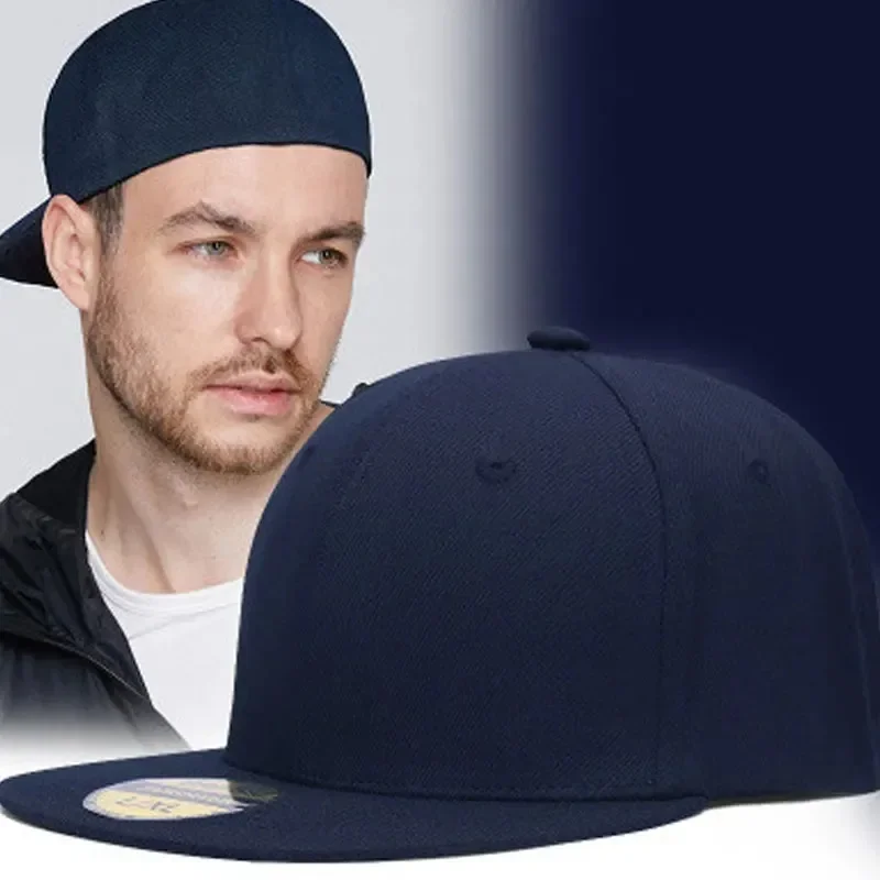 

Hot Sale Full Wrap Seamless Baseball Cap, Solid Color Flat Brim Hop Hat for Men and Women