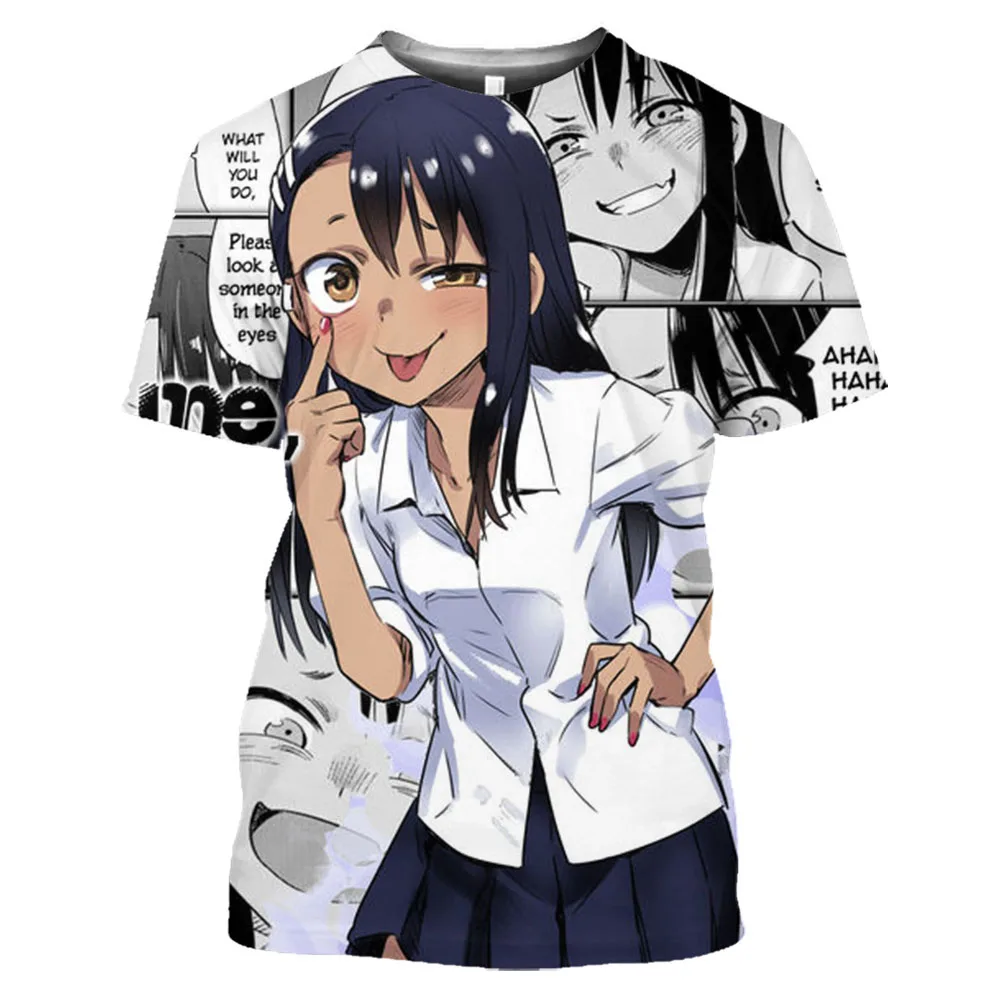 Camiseta con estampado 3D de Anime Nagatoro para hombres y mujeres, Mangas japonesas, no juguetes conmigo, camiseta Harajuku, camisetas sexis Hentai