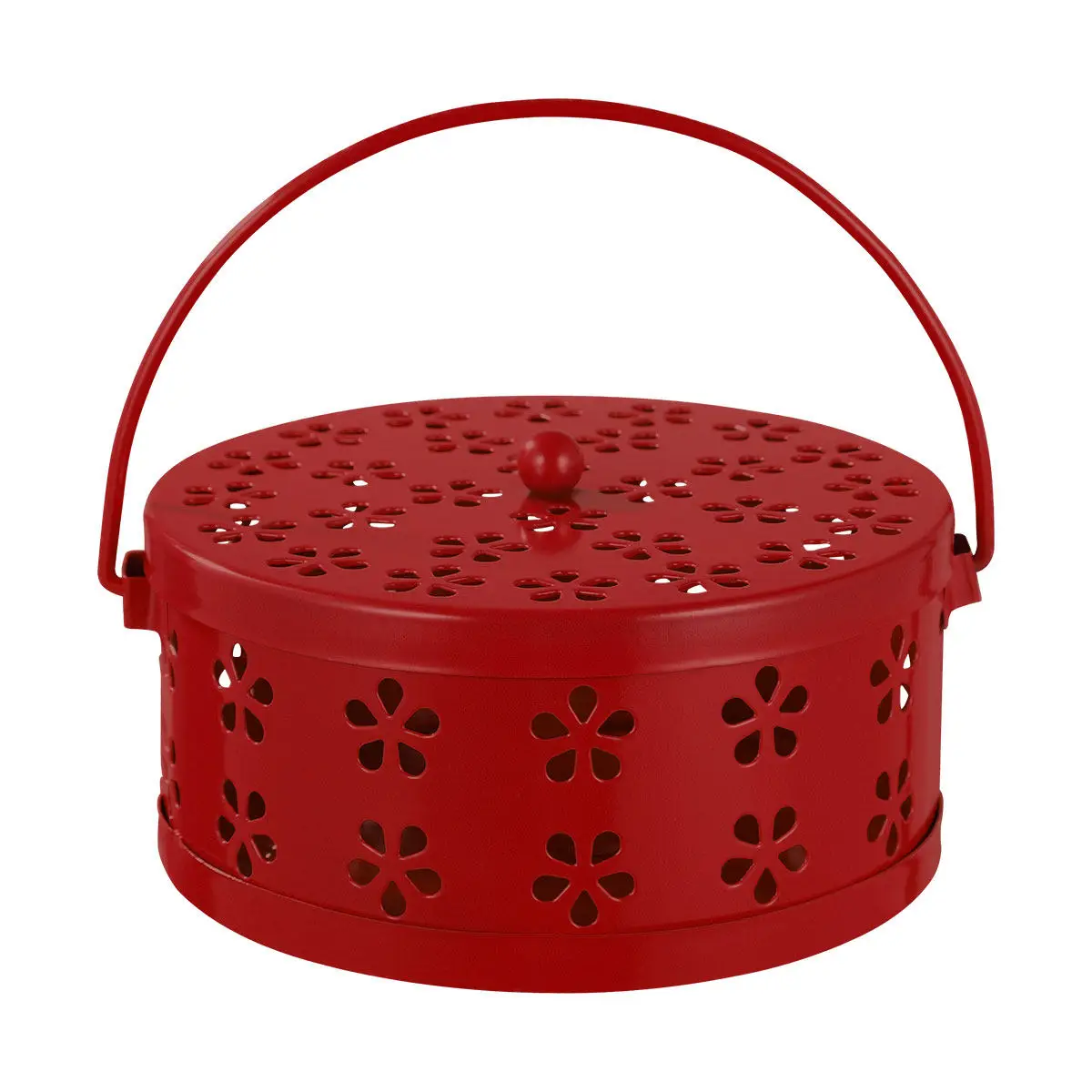 Box Fireproof Metal Red Retro Hollow Handle Case Holder Incense Burner Safe Use Indoor Outdoor Case