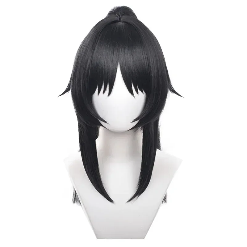 CyNekomiya Mana شعر مستعار تأثيري لعبة Zenless منطقة صفر كوس 45 سنتيمتر ذيل حصان أسود الشعر الاصطناعية هالوين كرنفال دور اللعب حفلة برو