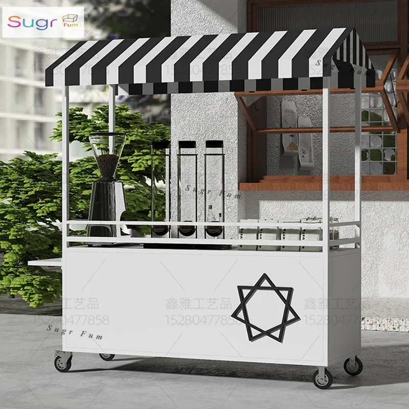 

Wrought iron flower car street stall car market mobile sales truck trolley shopping mall outdoor snacks stall car display rack